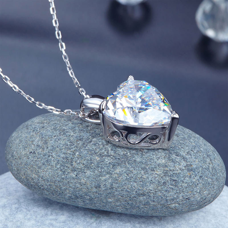 Heart Created Diamond Pendant Necklace Bridesmaid Wedding Jewelry