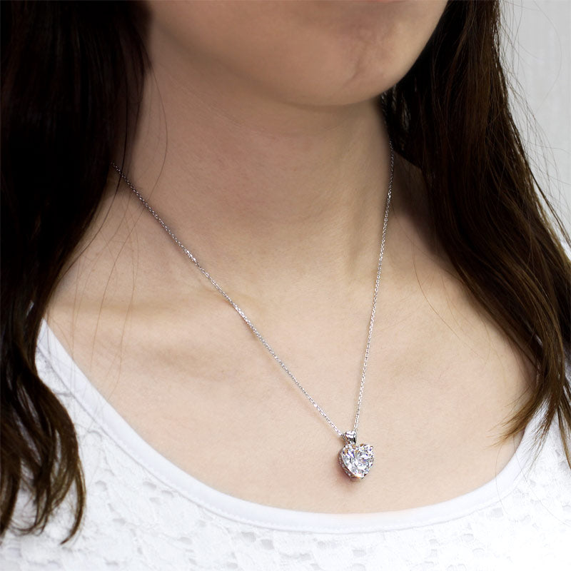 Heart Created Diamond Pendant Necklace Bridesmaid Wedding Jewelry
