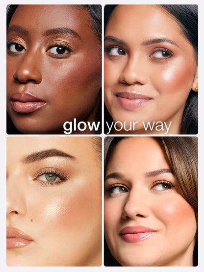 Highlighting Eye & Cheek Palette – 4 Pro-Curated Shades for Cheeks & Lids, Silky Lightweight Lit-From-Within Glow with Diamond Powder Soft-Focus Finish