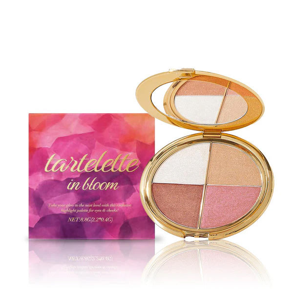 Highlighting Eye & Cheek Palette – 4 Pro-Curated Shades for Cheeks & Lids, Silky Lightweight Lit-From-Within Glow with Diamond Powder Soft-Focus Finish