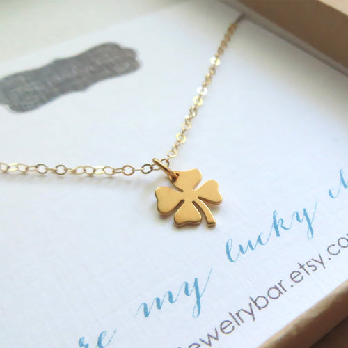 Lucky charmcc necklace, Shamrock, four leaf clover, best wishes gift, good luck gift for friends, co worker gift, you are my lucky charm