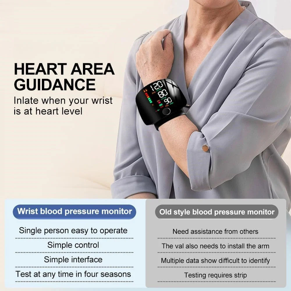 Automatic Wrist Blood Pressure Monitor — Clinically Accurate | Large Backlit Display | Adjustable Cuff | Voice Broadcast | Portable Storage Case