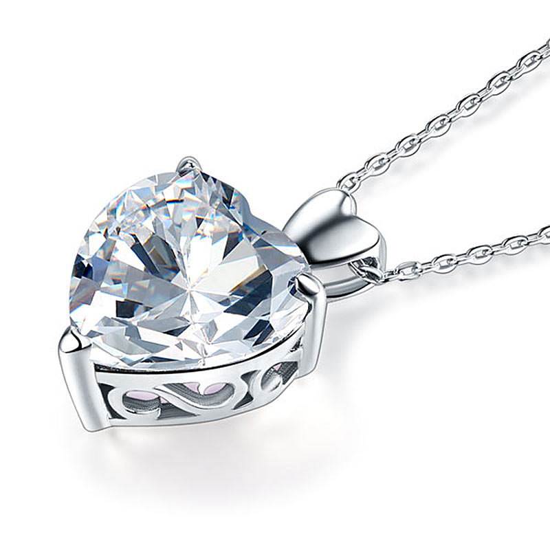 Heart Created Diamond Pendant Necklace Bridesmaid Wedding Jewelry
